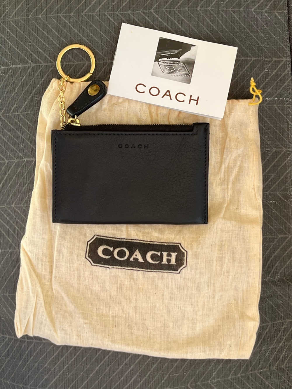 Like New Coach Black Mini Skinny Zip Card Holder with Original Dust Bag